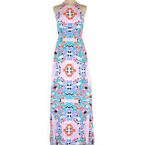 Annie Griffin 100% Silk Bright Maxi Dress